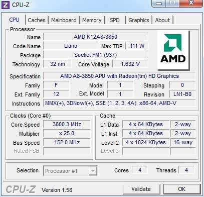 Разгон процессора AMD A8-3820: пошаговое руководство